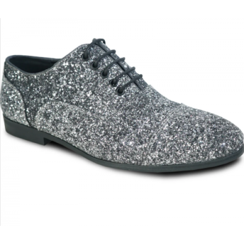 Pewter Sparkle Lace Up Tuxedo Shoes